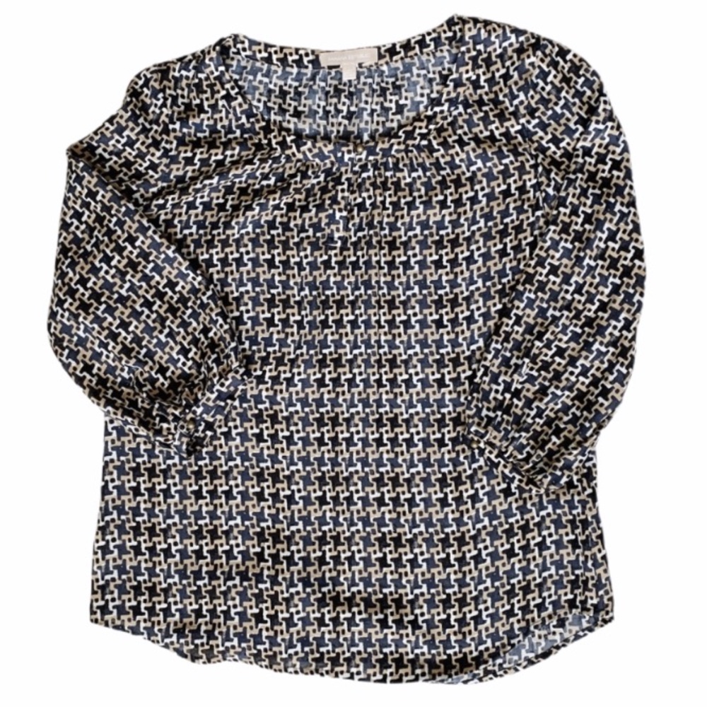 Banana Republic Patterned Brown, Black & Tan Top